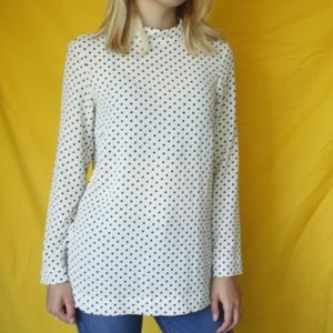 NWOT H&M Polka Dot White Blouse Mock Neck
